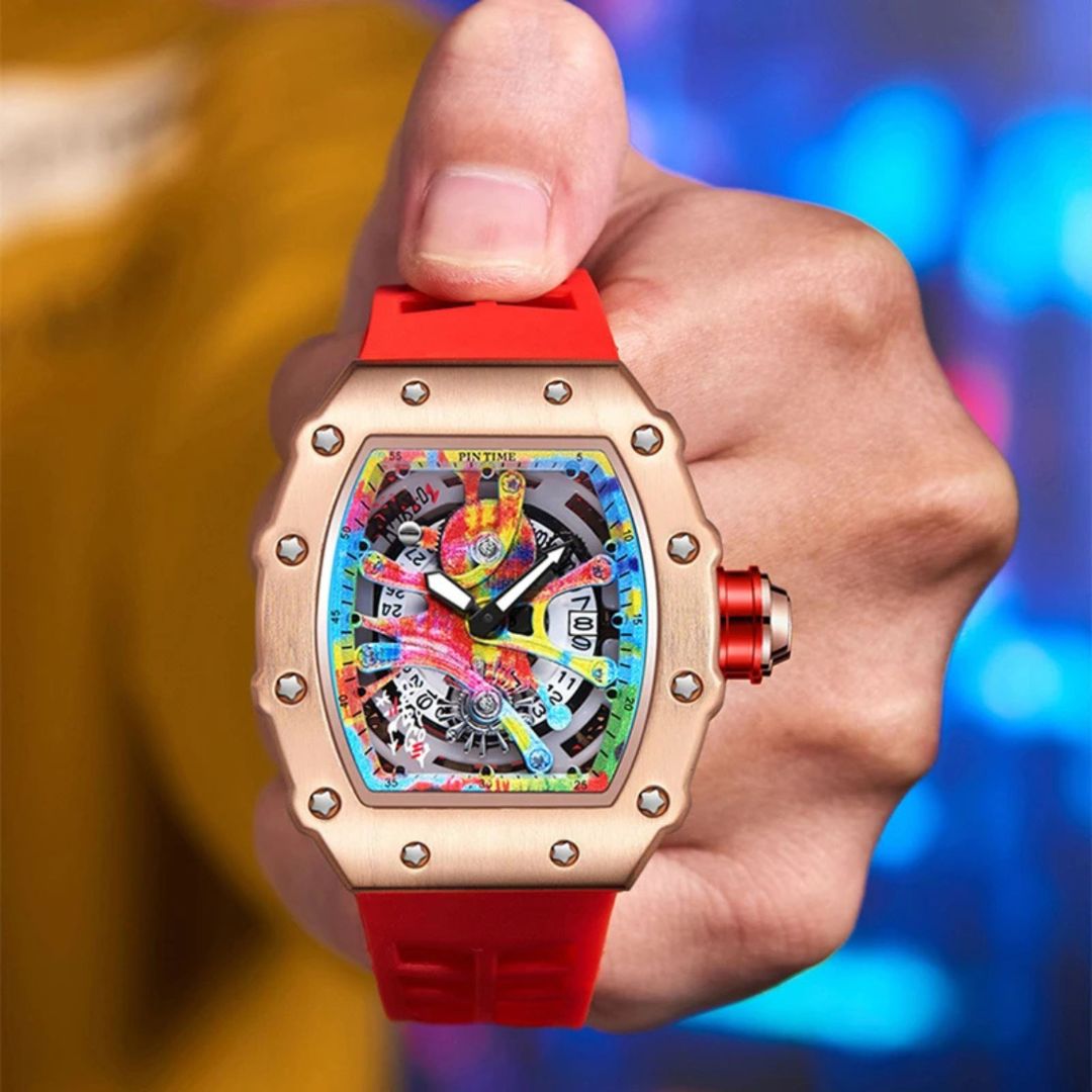 Relógio Moderno com Cristal de Safira e Pulseira de Silicone